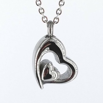 Collier URNE-CENDRE Double Coeur