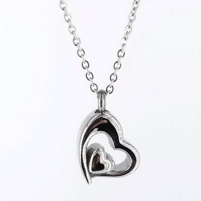 Collier URNE-CENDRE Double Coeur