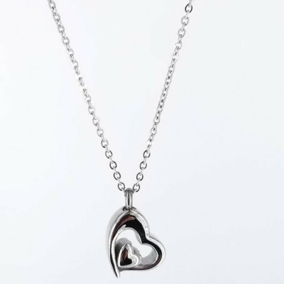 Collier URNE-CENDRE Double Coeur