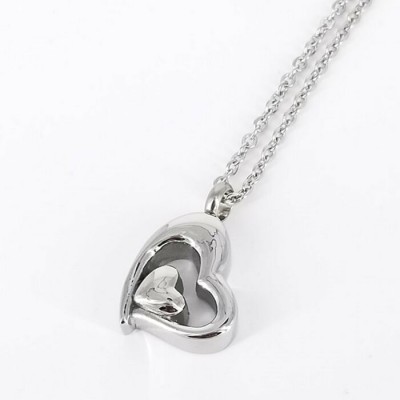 Collier URNE-CENDRE Double Coeur