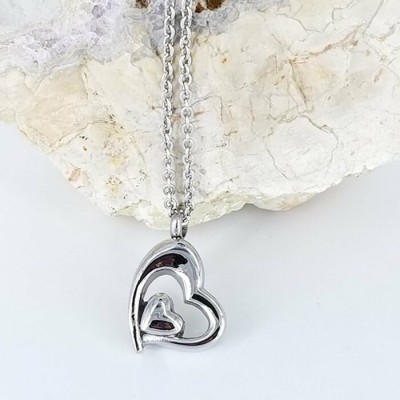 Collier URNE-CENDRE Double Coeur