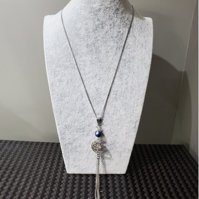 Collier ARBRE DE VIE   et perle Swarovski BLEU...