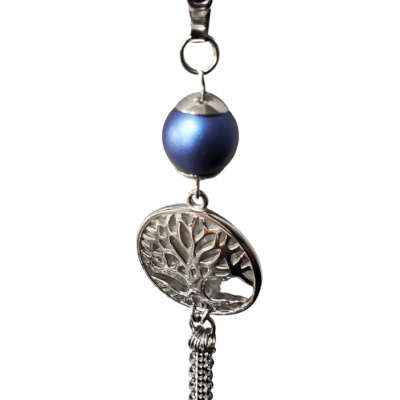 Collier ARBRE DE VIE   et perle Swarovski BLEU MALIBU