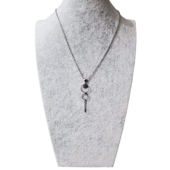 Collier court avec pendentif ANNEAU en Acier inoxydable