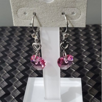 Boucles d'oreilles MOIS DE NAISSANCE avec COEUR SWAROVSKI  