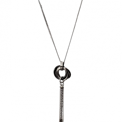 Collier pendentif TROIS ANNEAUX inox Noir