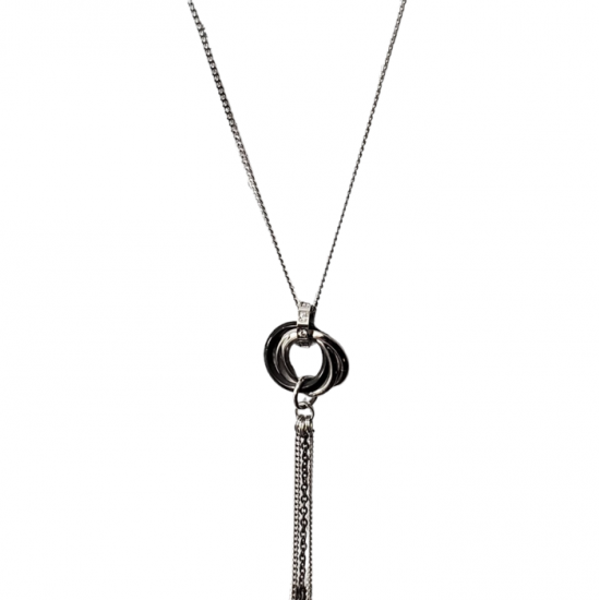 Collier pendentif TROIS ANNEAUX inox Noir