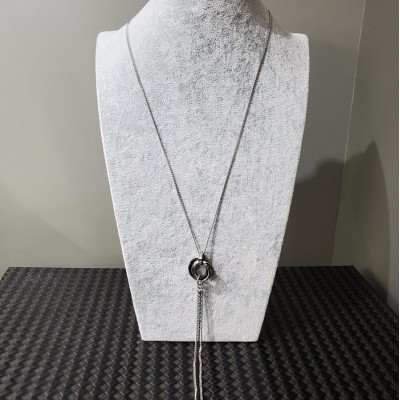 Collier pendentif TROIS ANNEAUX inox Noir