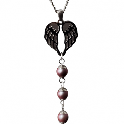 Collier AILES D'ANGE et perle Swarovski BOURGOGNE