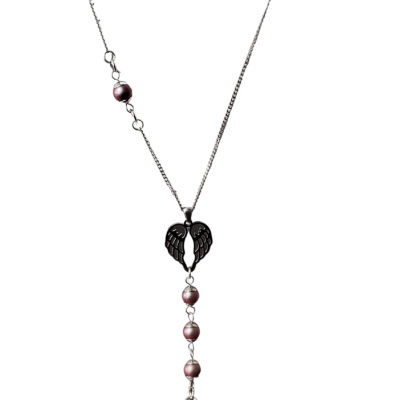 Collier AILES D'ANGE et perle Swarovski BOURGOGNE