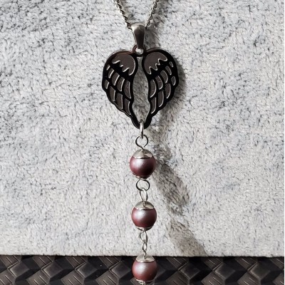 Collier AILES D'ANGE et perle Swarovski BOURGOGNE