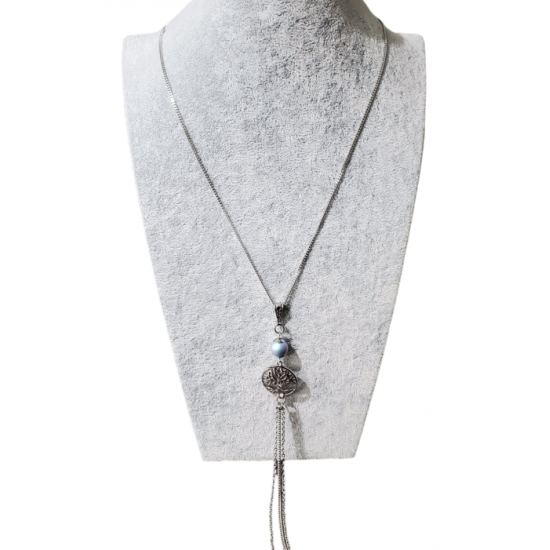 Collier ARBRE DE VIE   et perle Swarovski BLEU PALE