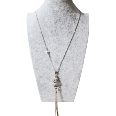 Collier ARBRE DE VIE et perle BLANCHE en cage...