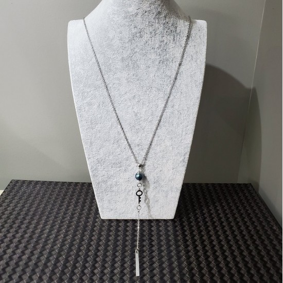 Collier avec CLEF et perle Swarovski THAITI