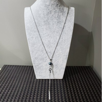 Collier avec CLEF et perle Swarovski THAITI