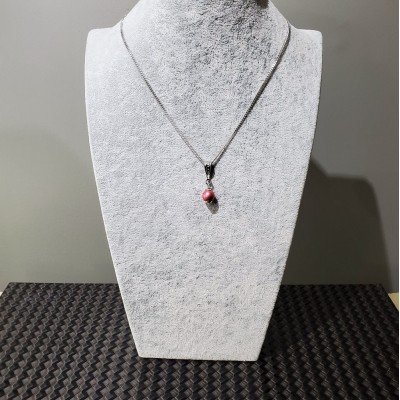 Collier court  avec PERLE SWAROVSKI FRAMBOISE et...