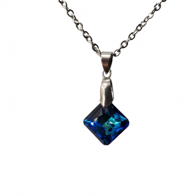 Collier court  CARRÉ SWAROVSKI  Bleu Malibu