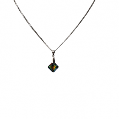 Collier court  CARRÉ SWAROVSKI  VERT