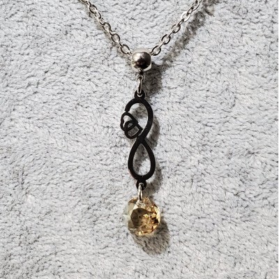 Collier court  INFINI AVEC CRISTAL SWAROVSKI  beige