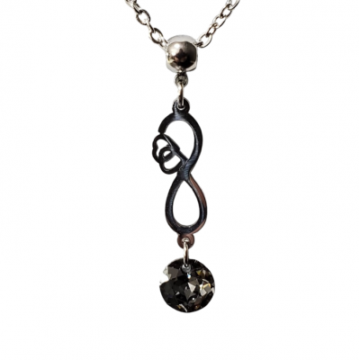 Collier court  INFINI AVEC CRISTAL SWAROVSKI  Charcoal