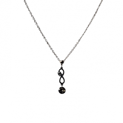 Collier court  INFINI AVEC CRISTAL SWAROVSKI  Charcoal