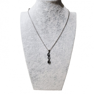 Collier court  INFINI AVEC CRISTAL SWAROVSKI  Charcoal