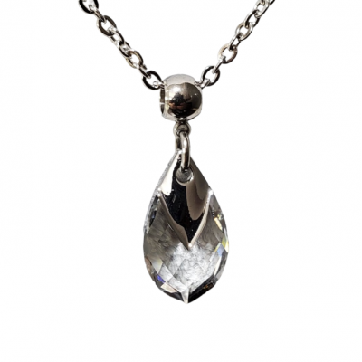 Collier court GOUTTE Crystal Swarovski en Acier Inoxydable ,Cristal