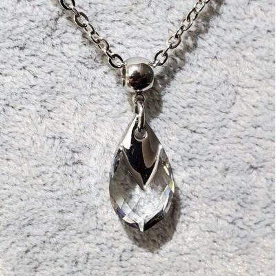 Collier court GOUTTE Crystal Swarovski en Acier Inoxydable ,Cristal