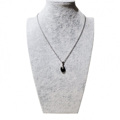 Collier court GOUTTE Crystal Swarovski en Acier Inoxydable ,NOIR