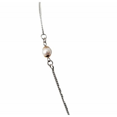 Collier CLE DE SOL or rose et perle Swarovski blanche