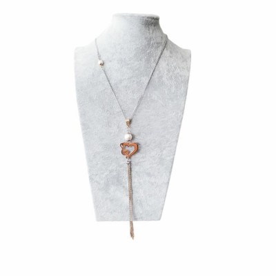 Collier CLE DE SOL or rose et perle Swarovski blanche