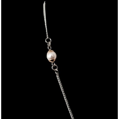 Collier CLE DE SOL or rose et perle Swarovski blanche