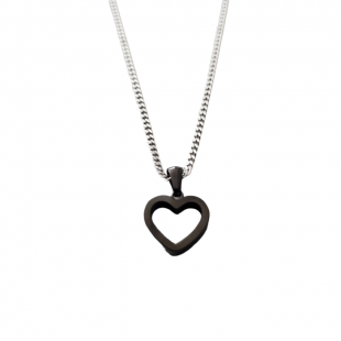 Collier pendentif COEUR NOIR acier inoxydable