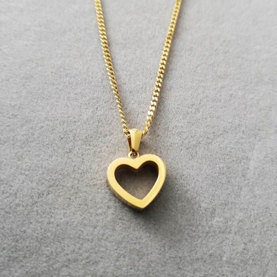 Collier pendentif COEUR acier inoxydable OR