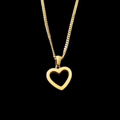 Collier pendentif COEUR acier inoxydable OR