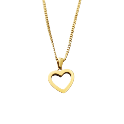 Collier pendentif COEUR acier inoxydable OR