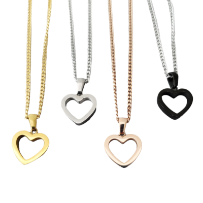 Collier pendentif COEUR acier inoxydable OR