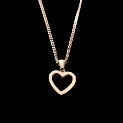 Collier pendentif COEUR acier inoxydable OR ROSE