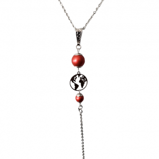 Collier pendentif PLANETE TERRE acier inoxydable...