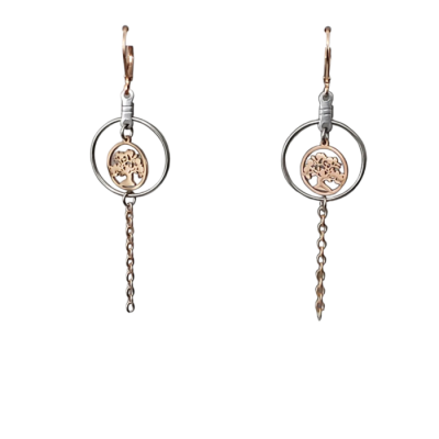 Boucles d'oreilles ANNEAU et ARBRE DE VIE OR