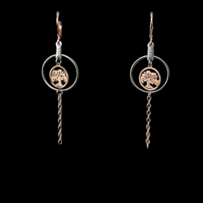 Boucles d'oreilles ANNEAU et ARBRE DE VIE OR