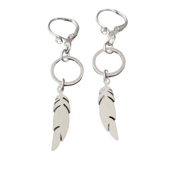 Boucles d'oreilles PLUME acier inoxydable