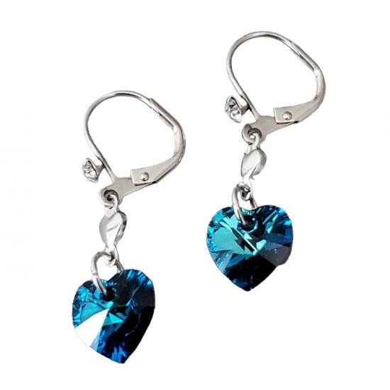 Boucles d'oreilles COEUR SWAROVSKI Bleu Malibu