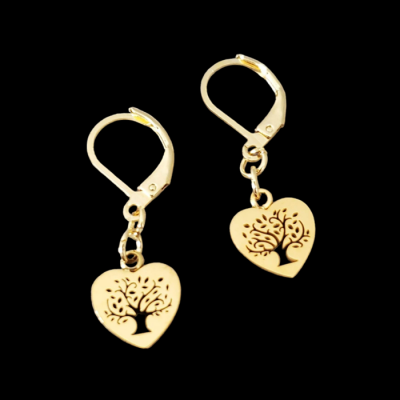 Boucles d'oreilles COEUR arbre de vie OR