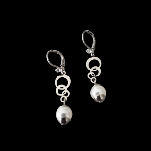 Boucles d'oreilles BULLE et PERLE SWAROVSKI BLANC