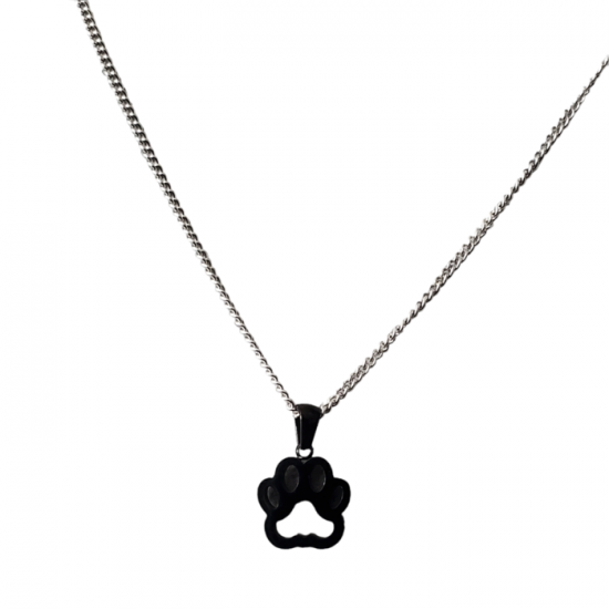 Collier pendentif PATTE NOIR acier inoxydable 