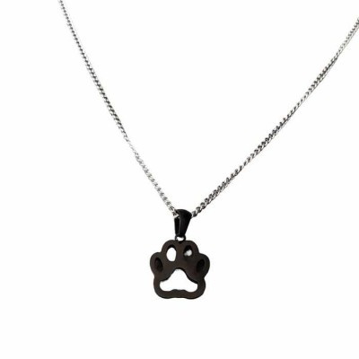 Collier pendentif PATTE NOIR acier inoxydable 