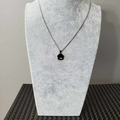 Collier pendentif PATTE NOIR acier inoxydable 