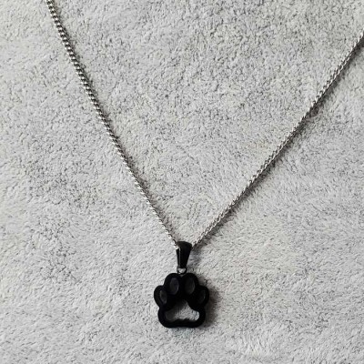 Collier pendentif PATTE NOIR acier inoxydable 