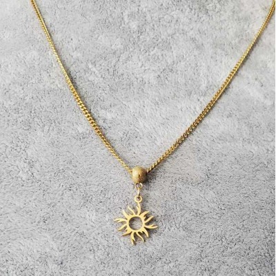 Collier COURT pendentif SOLEIL  acier inoxydable OR